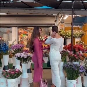 Cider Pink and White Midi Dresses